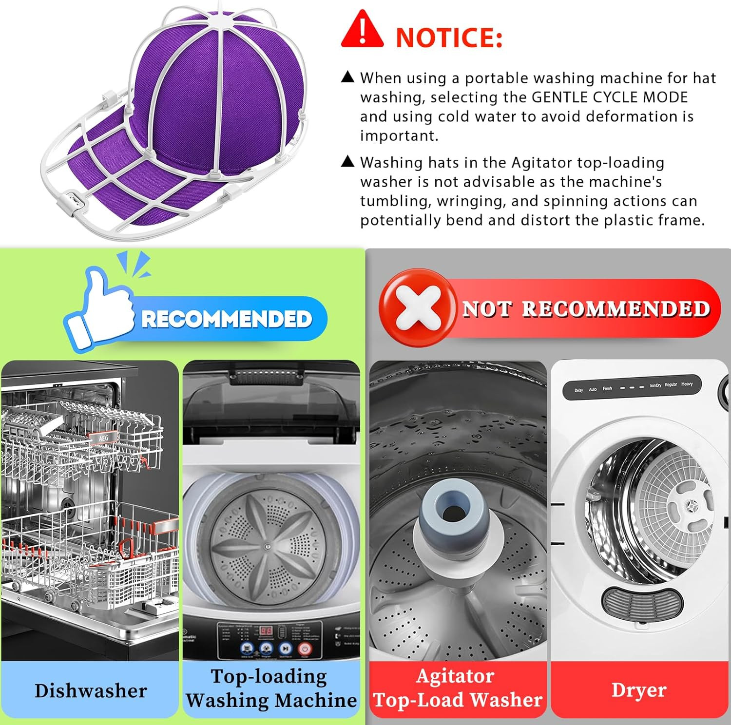Hat Washer for Washing Machine Hat Washer Cage Hat Cleaner for Baseball Caps ...