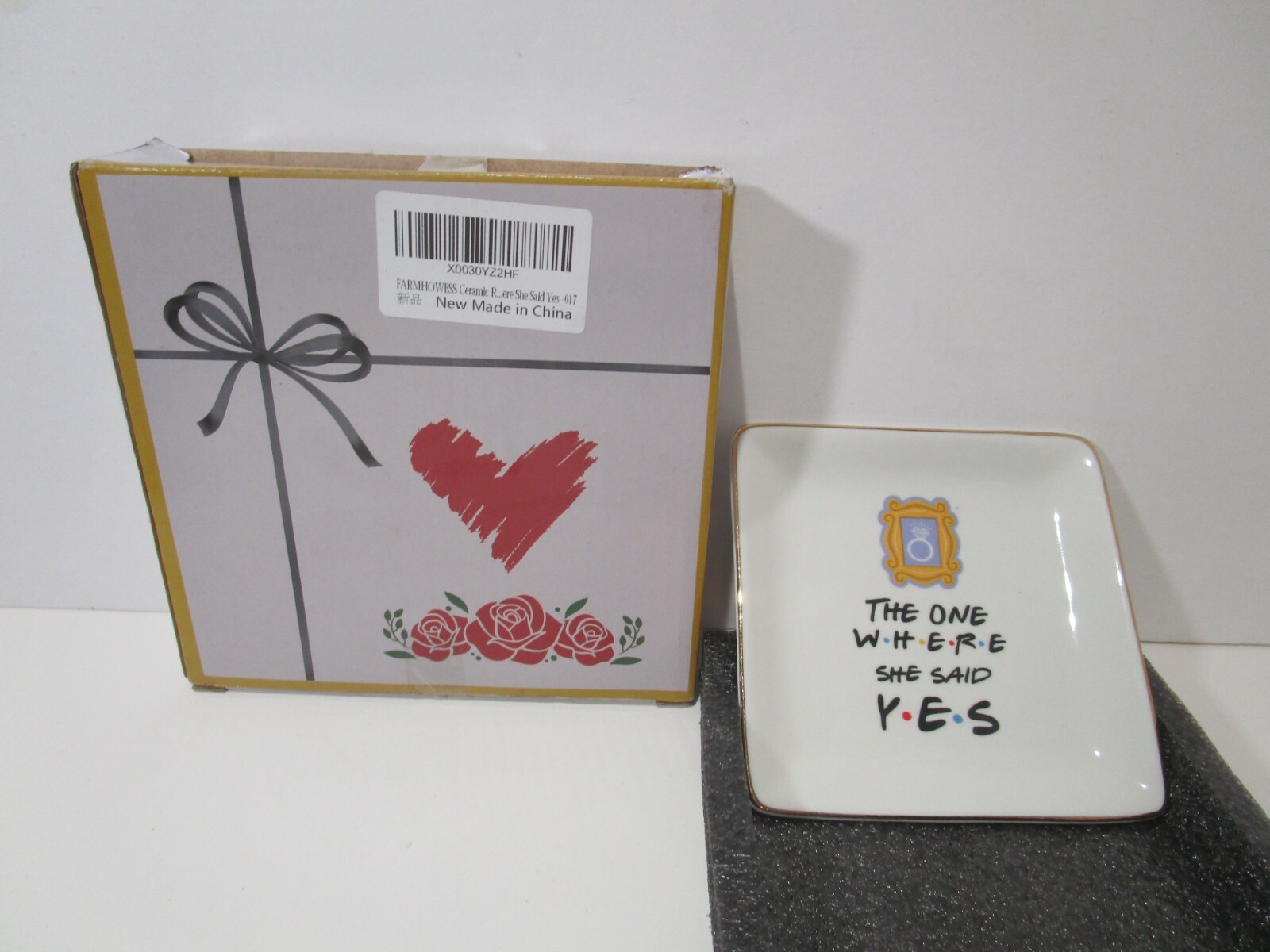 Engagement Gift SHE SAID YES Ceramic Mini Plate Trinket Dish 4.5” Boxed Gift