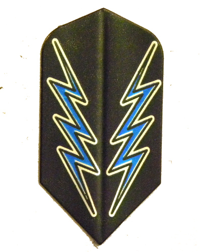 Dart Flights - 5 Black, Blue Lightning Bolt Slim Sets