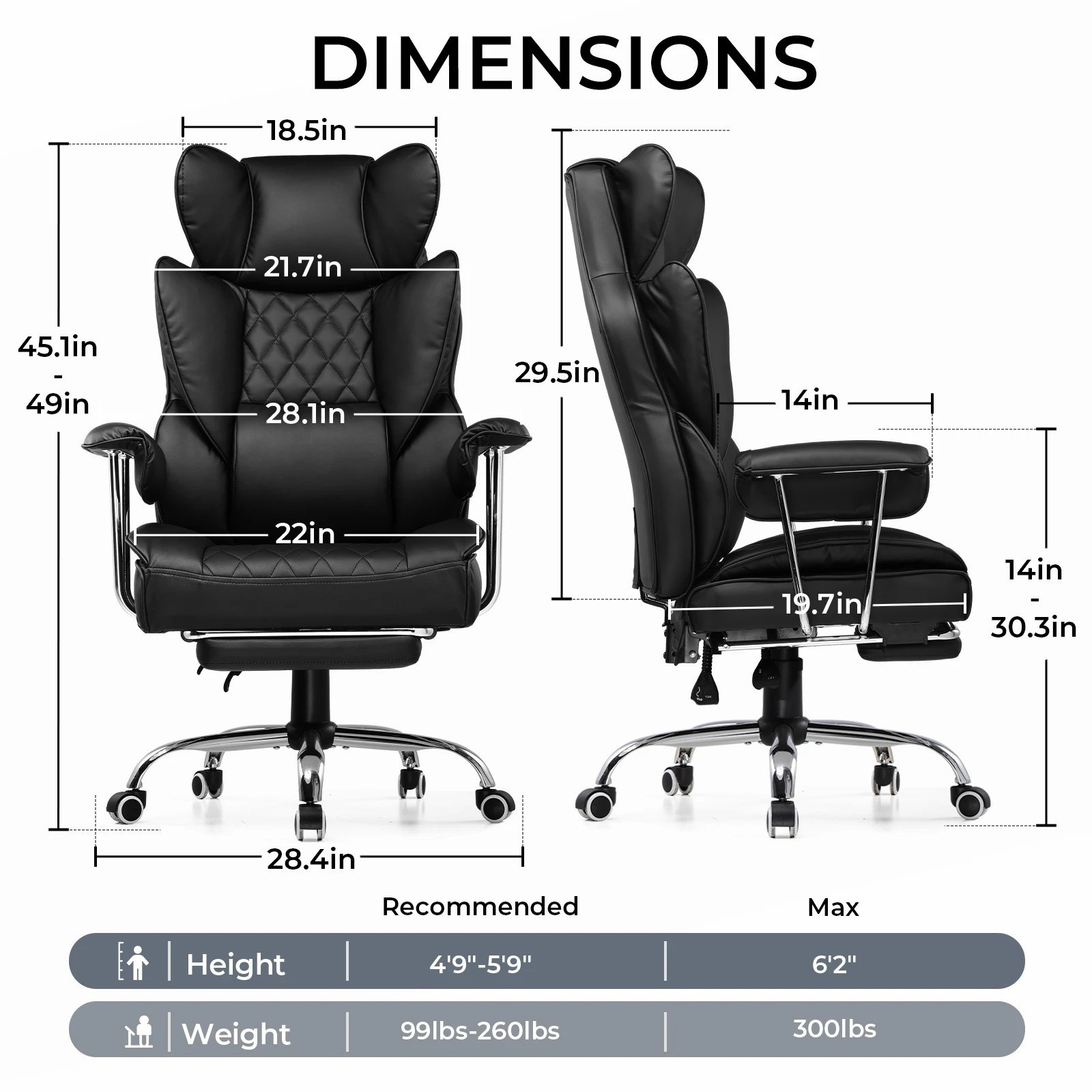 GTRACING Big and Tall Gaming Chair 400lbs Heavy Duty Office Chair with Footrest
