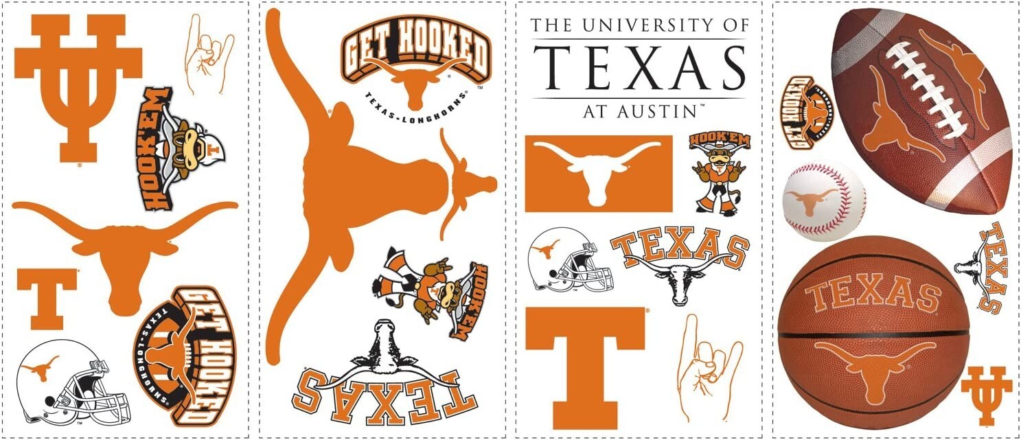 NCAA Texas Longhorns Peel & Stick Wall Graphics College Sports Room Decor