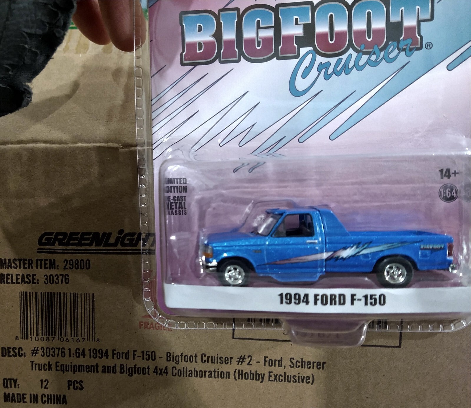 1994 FORD F-150 PICKUP "BIGFOOT CRUISER" BLUE 1/64 DIECAST CAR GREENLIGHT 30376