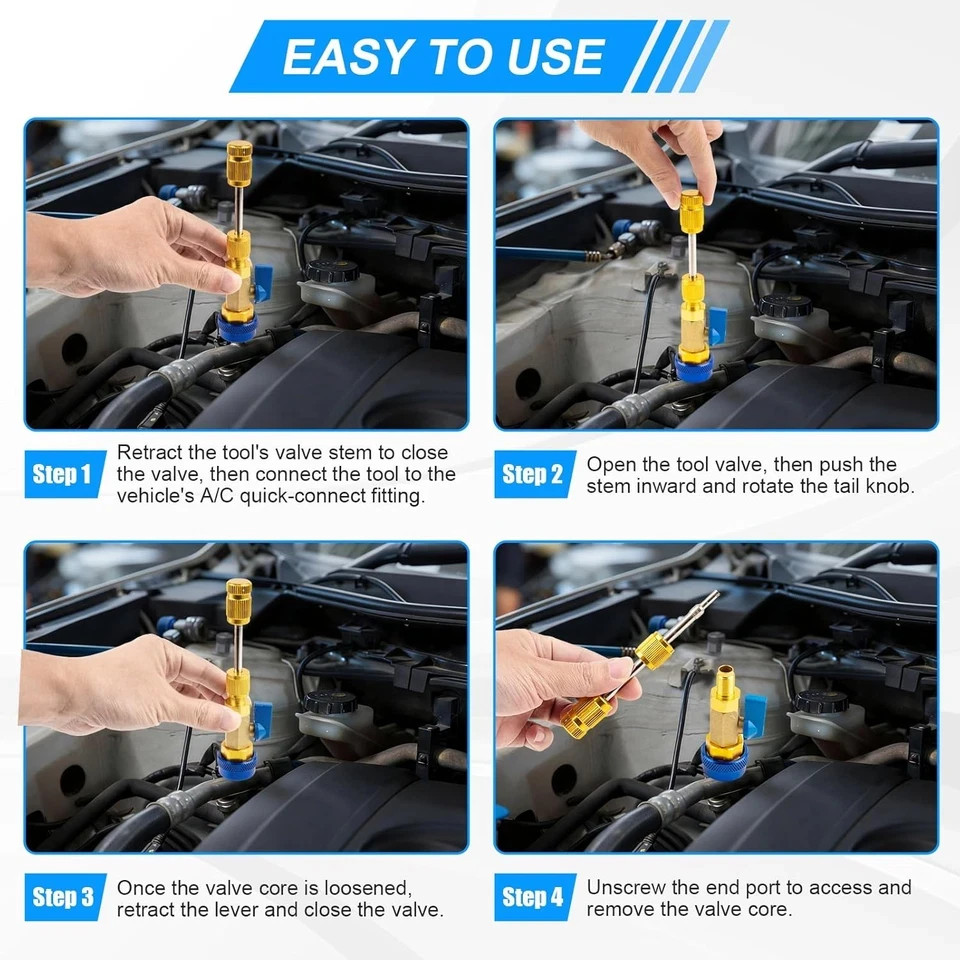31PCS Professional AC Valve Core Removal Tool for R134A Refrigerant Systems, Qui