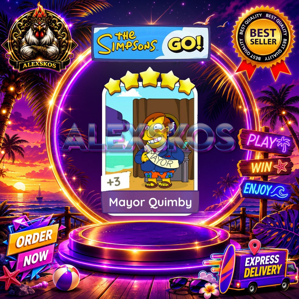 Mayor Quimby ⭐Monopoly Go Sticker MOGO The Simpsons Go! Stickers 🌟FastDelivery
