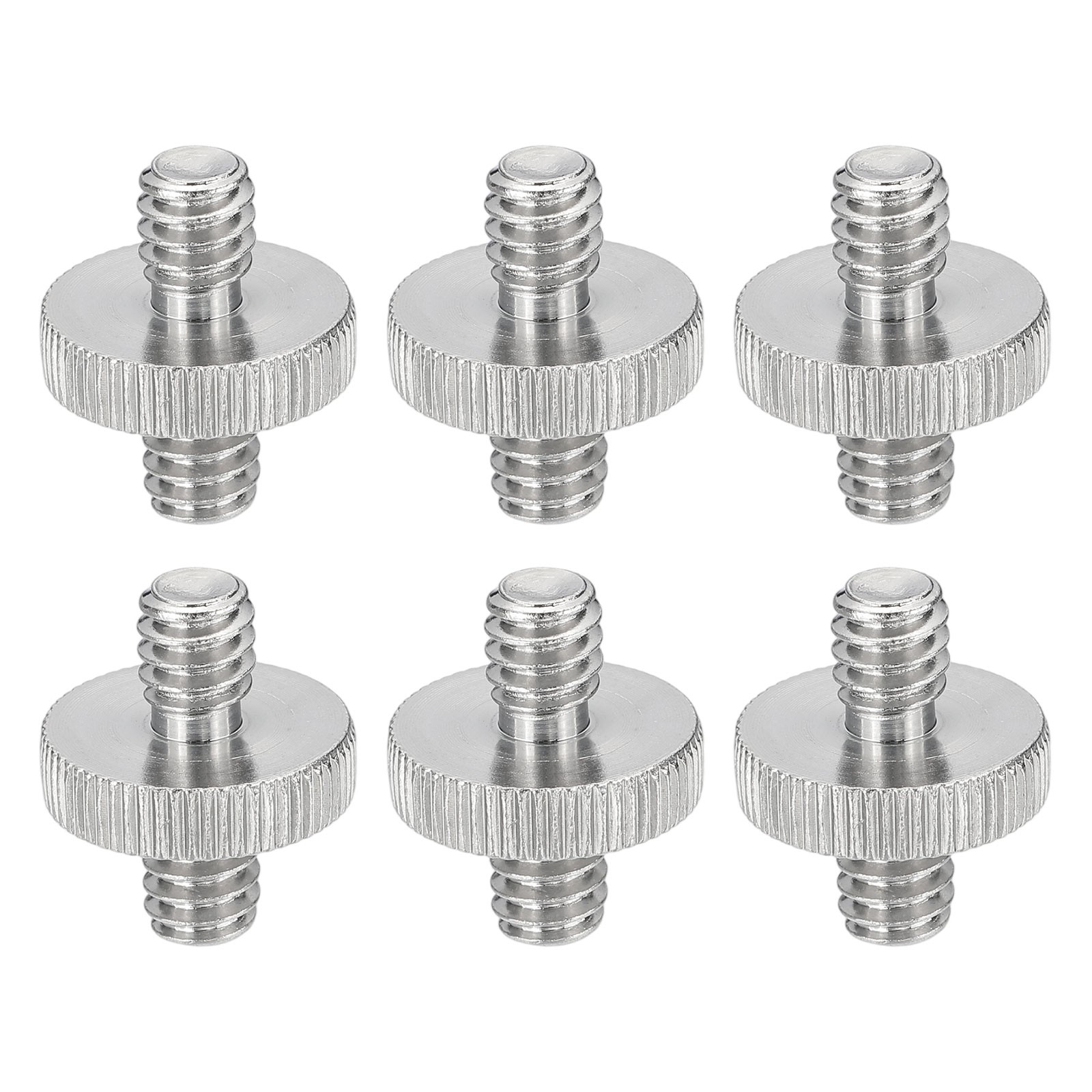 6 Pcs 1/4" Male to 1/4" Male Thread Camera Tripod Screw Adapter, Silver