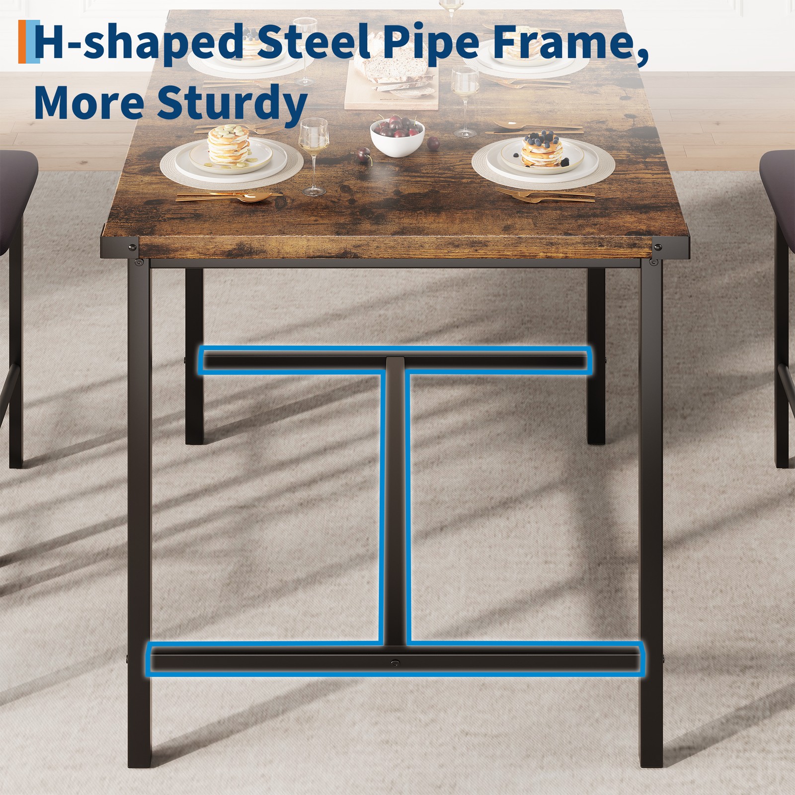 5-Piece Dining Table Set Counter Height High Top Table and 4 Upholstered Chairs
