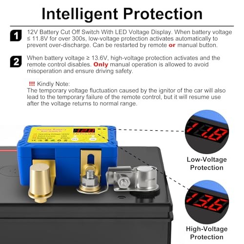 Battery Kill Switch for Car, Remote Disconnect Switch 12V/24V 140A, LED