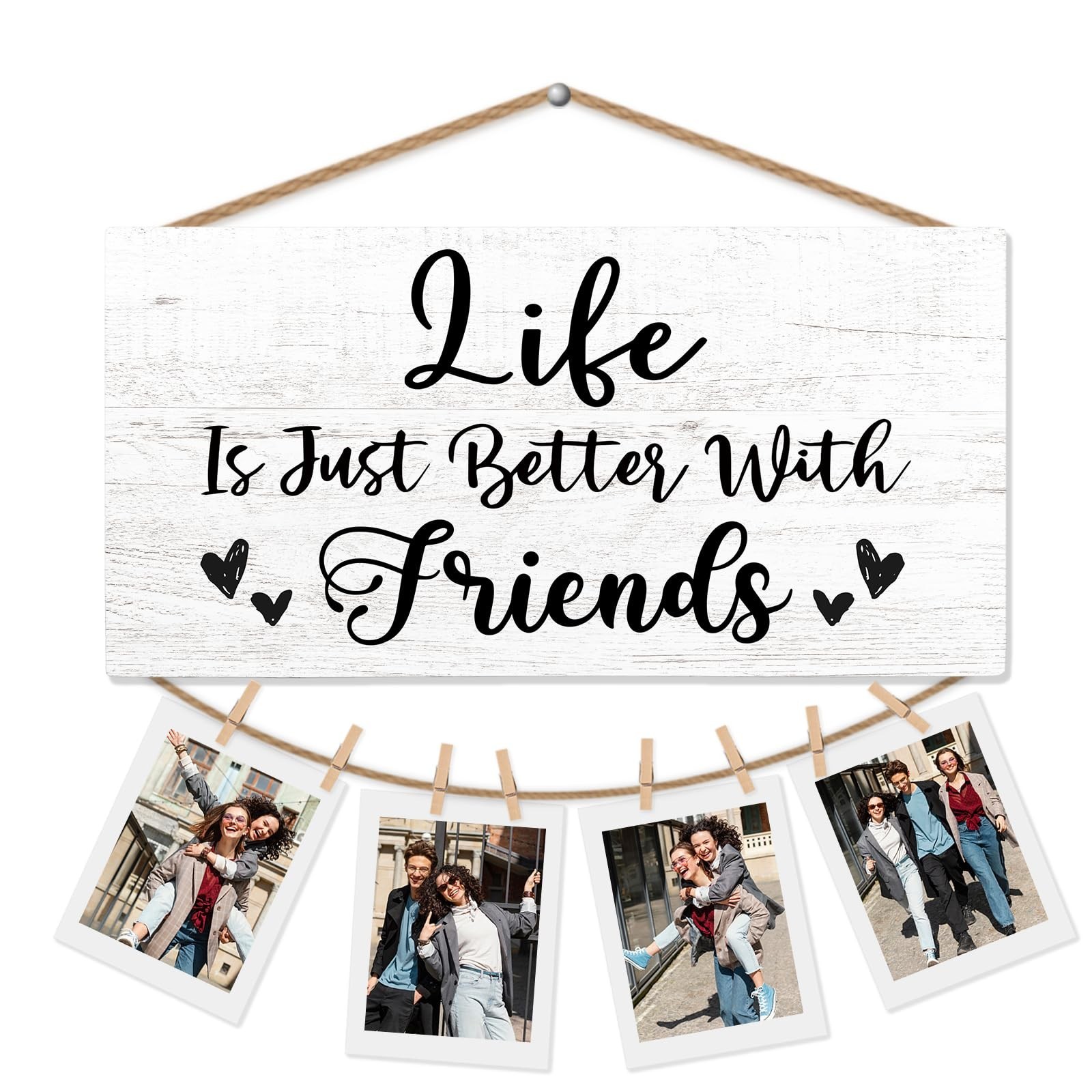 Friends Gifts Picture Frame, 12x6 Inch, Farmhouse Style, Wooden Rustic Hangin...