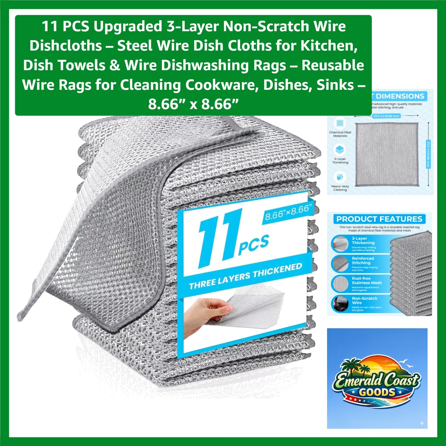 11 PCS Non-Scratch Wire Dishcloths - Durable & Reusable Kitchen Essential