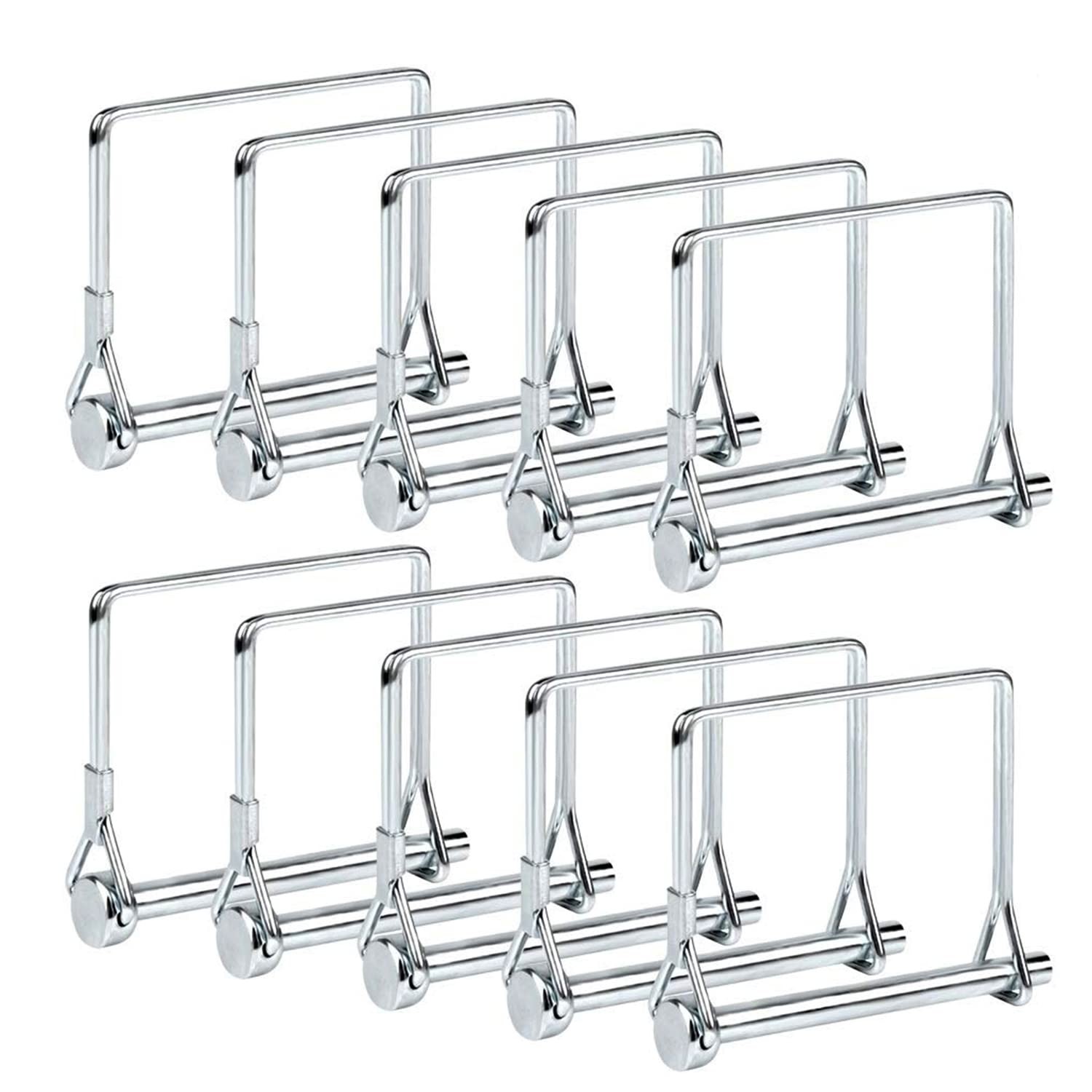 10 Pack 1/4x4 Inch Trailer Coupler Pin Heavy 0.25 inches x 4 inches, Silver