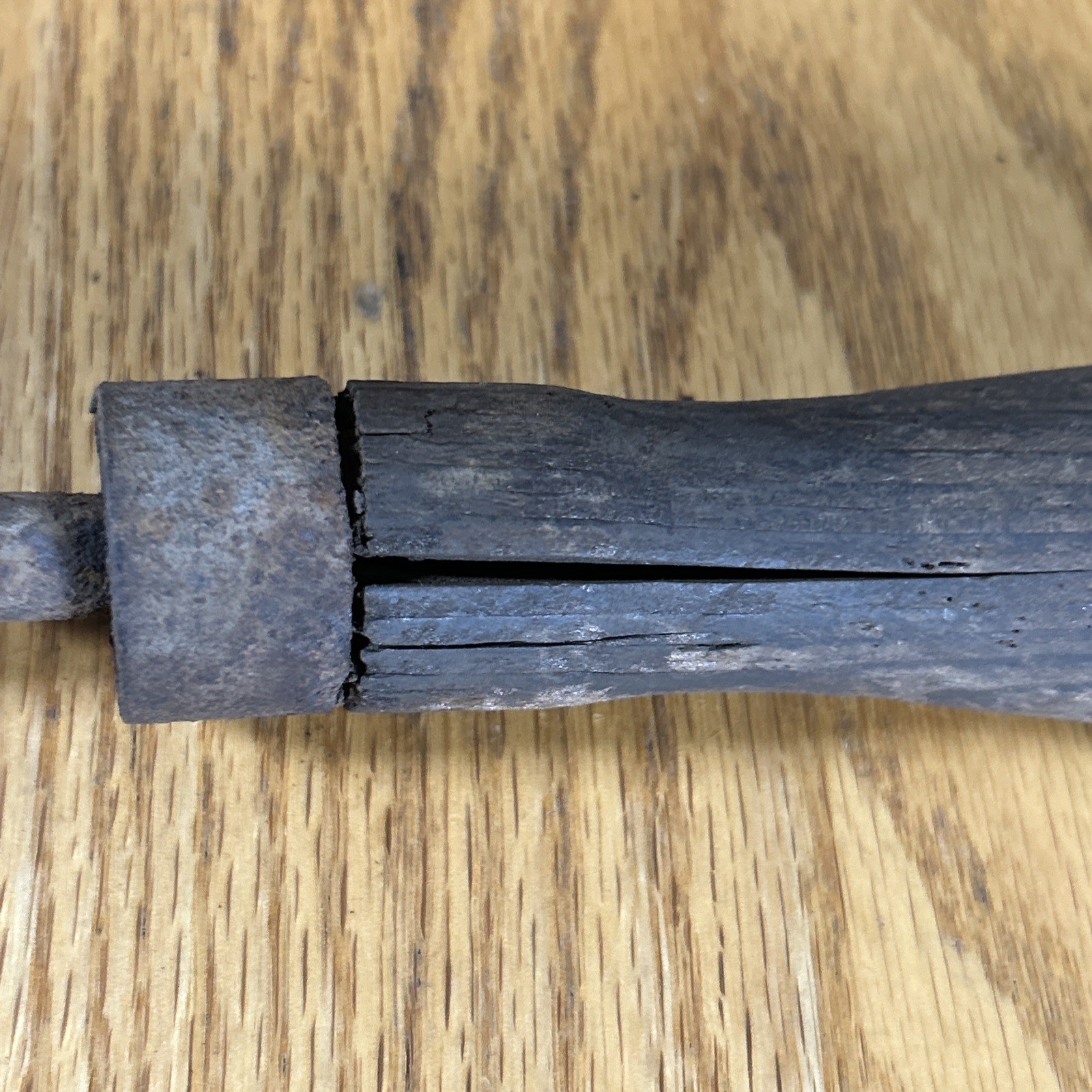 Antique Copper Soldering Iron 15.5" Long Wood Handle Blacksmith Metal Work USA