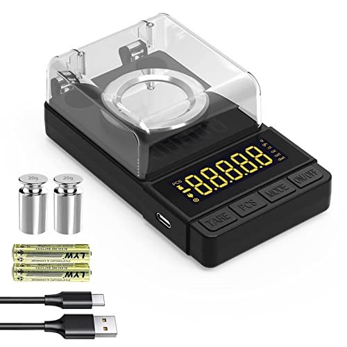 Precision Digital Milligram Scale 50g/0.001g, Compact Calibration Scale with 20g