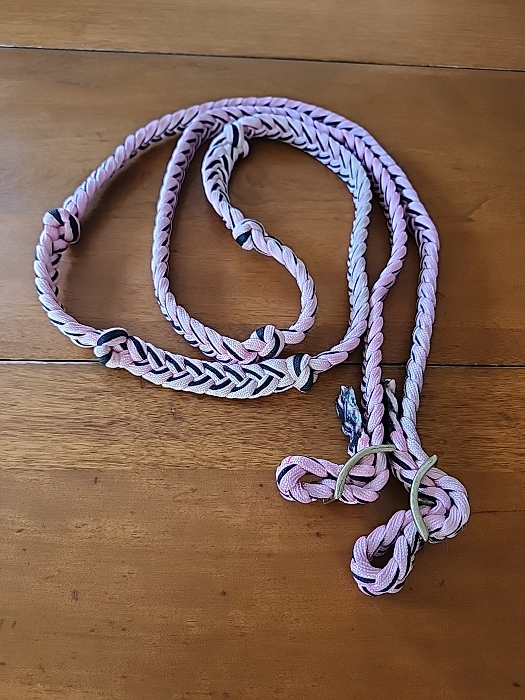 Nylon Braided Gaming/Barrel Racing Reins  Pink/ Black Unbranded 84"