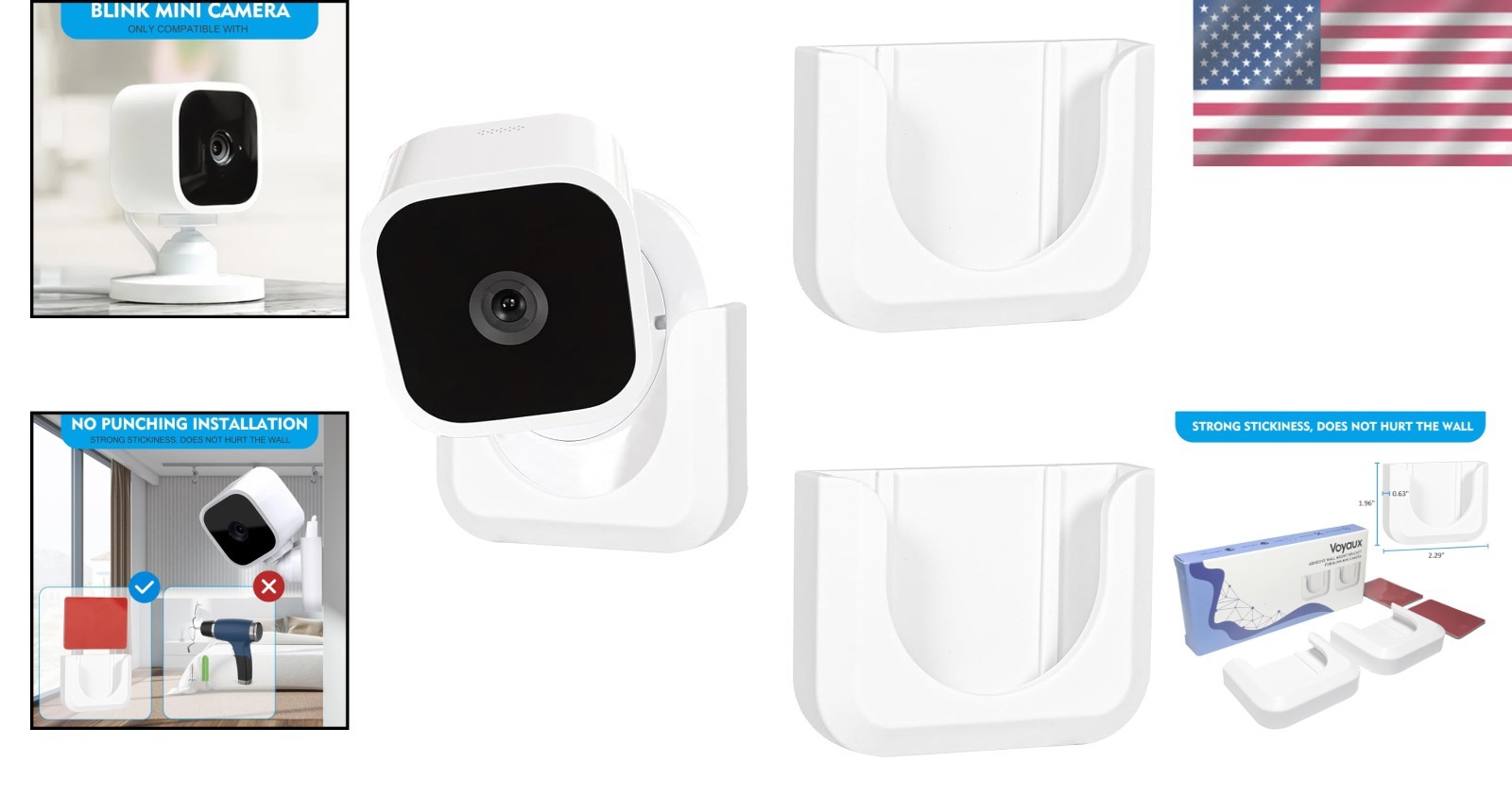 Effortless No Drill Camera Mount for Blink Mini - 2 Pack Wall Brackets Included