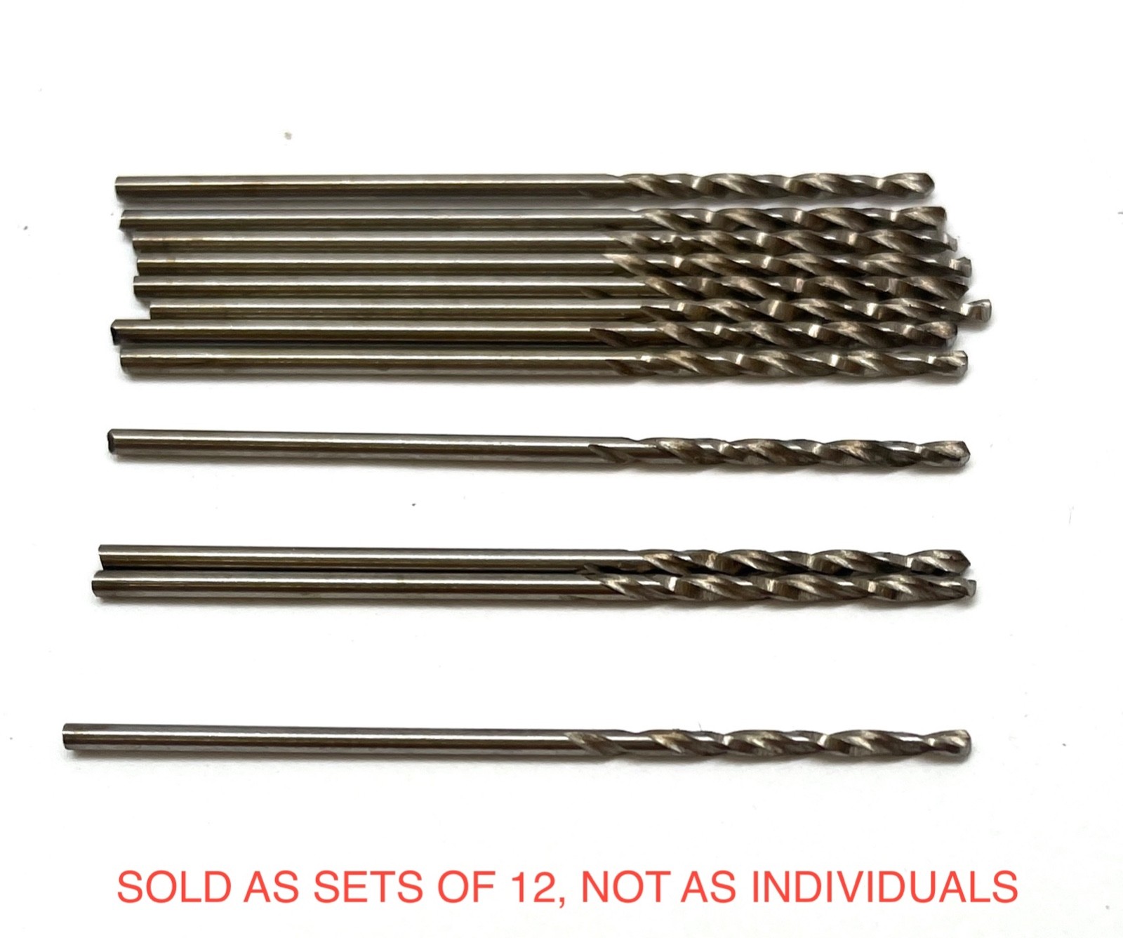 No. 57 Carbon Steel High Speed Twist Drill Bits Sets of 12 pcs. European-Made