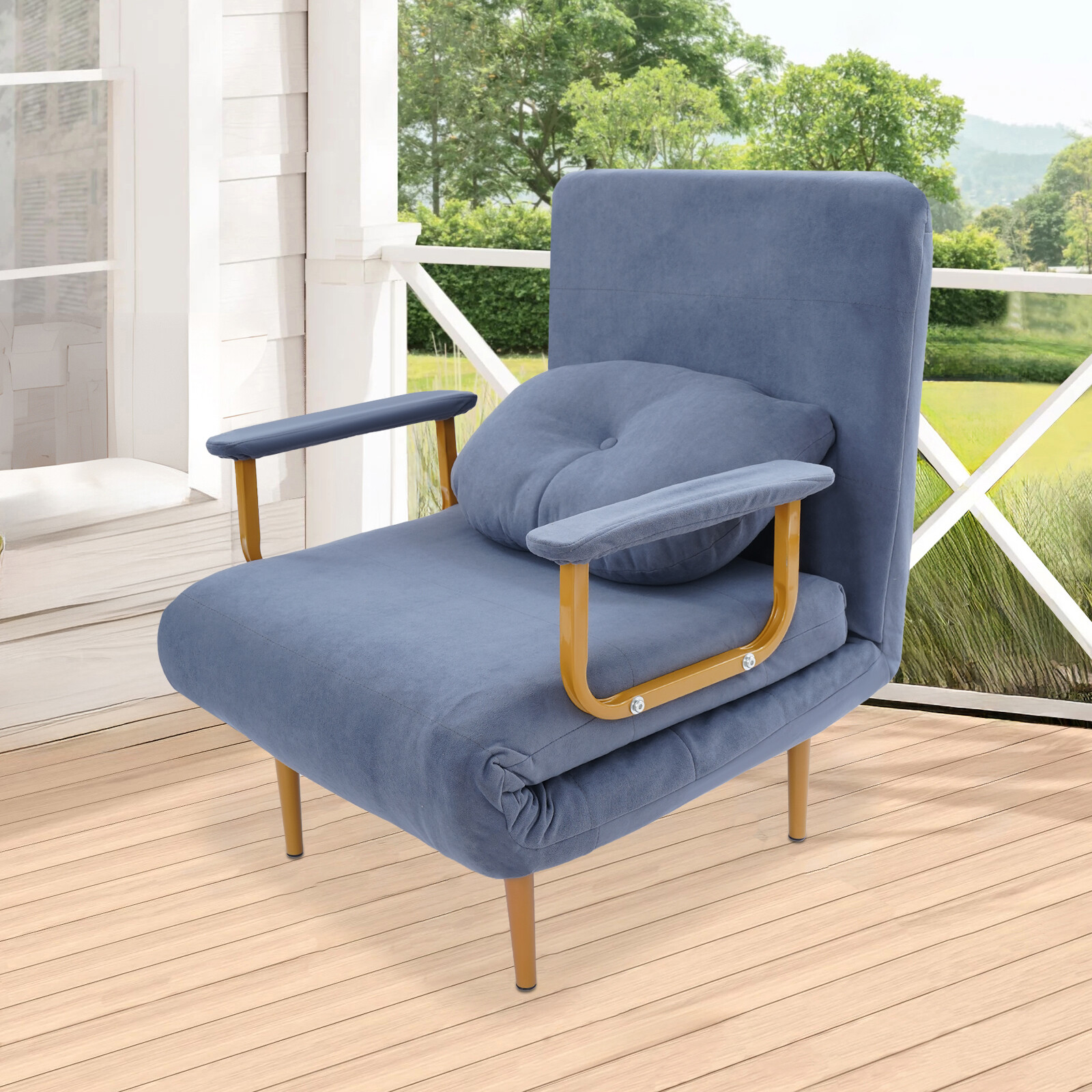 Versatile Folding Sofa Bed with Iron Frame and Soft Sponge, 68x190cm