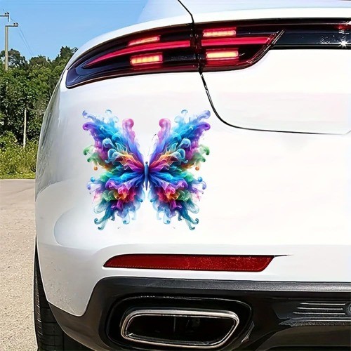 2-Pack Colorful Butterfly Car Bumper Stickers, 6 Inch Waterproof Vinyl Decal, Di