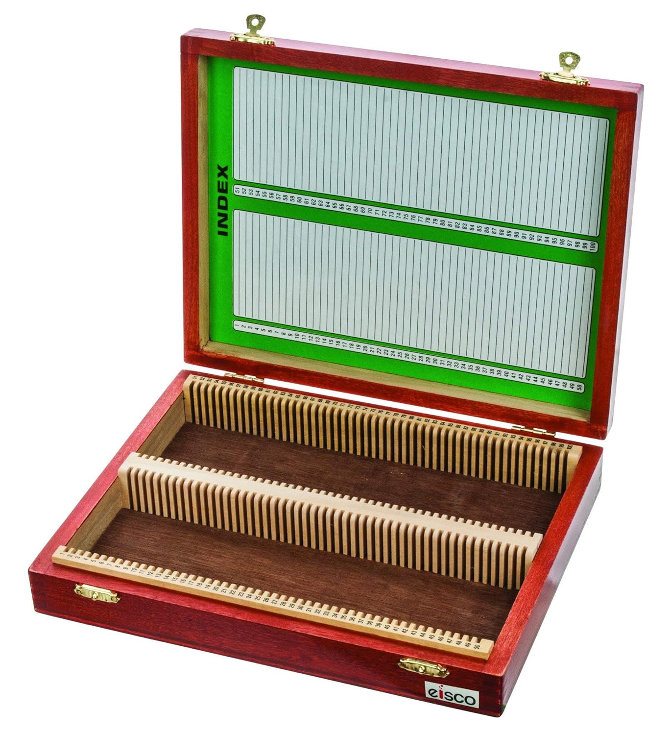 Labs BI0001C - Wooden Microscope Slide Box, Holds 100-25X75Mm Slides