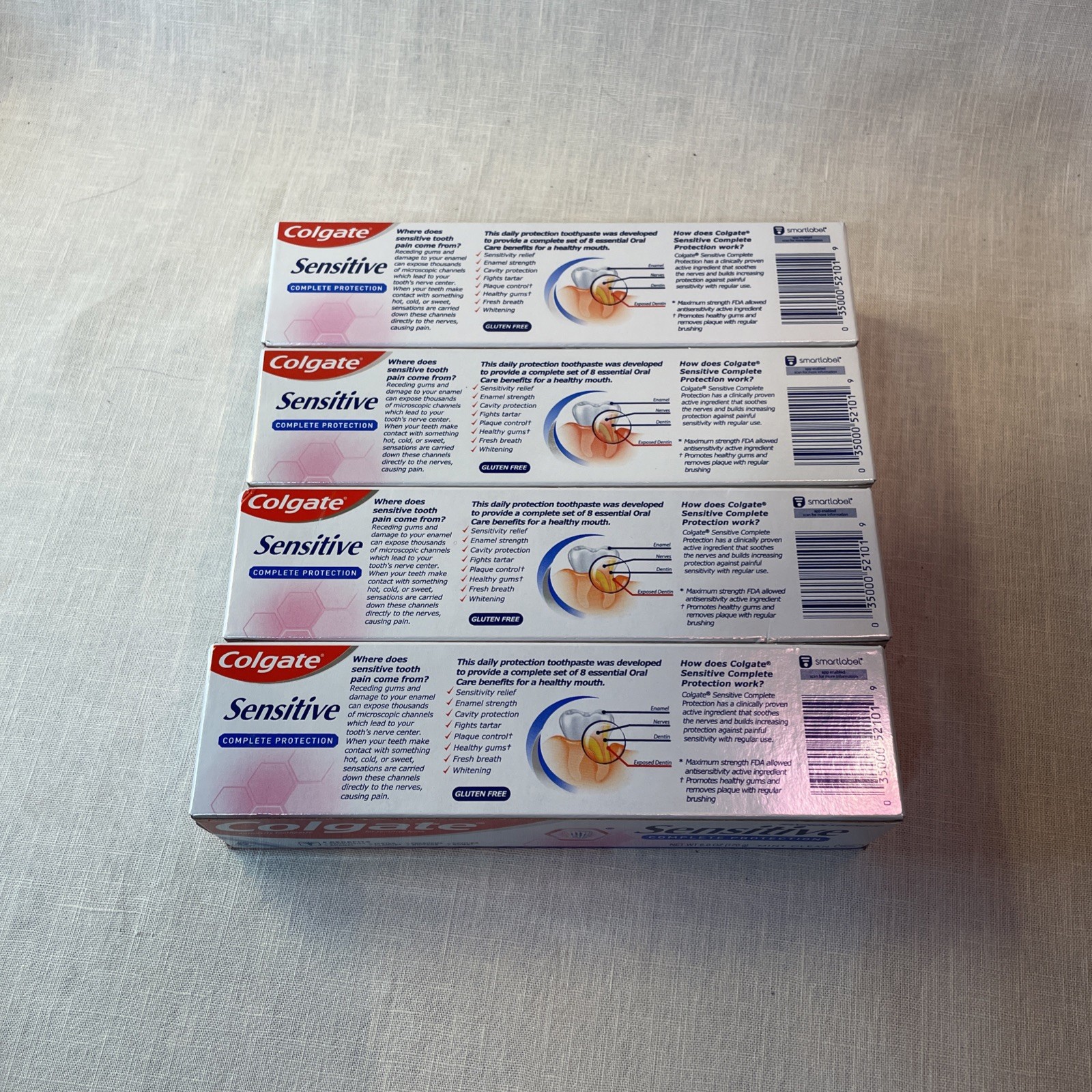 4 pack Colgate Sensitive CompleteProtection Whitening Toothpaste Mint Fluoride