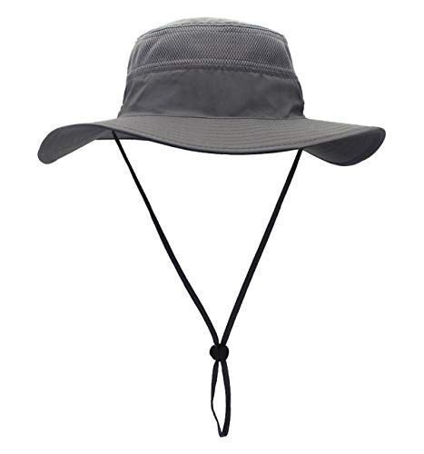 Duakrs Unisex Wide Brim Sun Hat,Outdoor UPF 50+ Waterproof Boonie One Size Gray