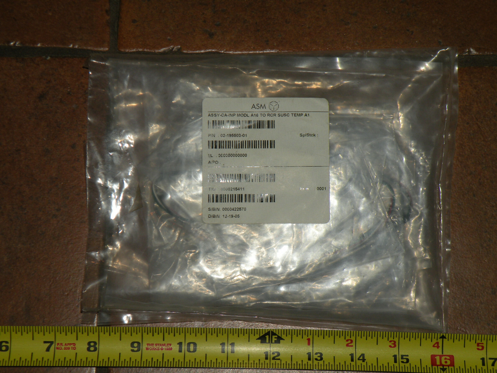 (1) Future Hardware Technology 02-195503-01 Assembly Cable  INP MODL A16 to RCR