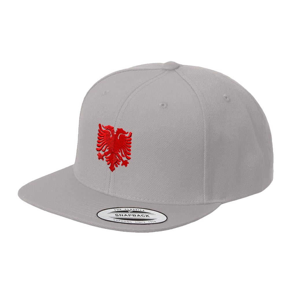 Albanian Eagle Embroidered Flat Visor Snapback Hat