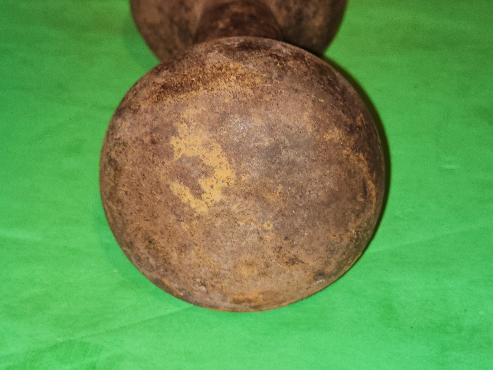 Antique One Piece Solid Cast Iron Dumbbell 6lb 6oz Nice Rust Patina