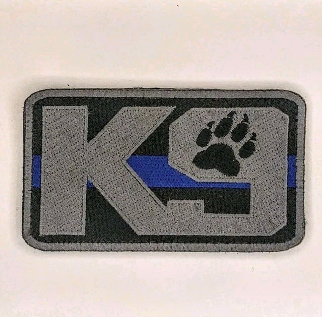 Thin Blue Line K9 Tactical Morale Patch Hook Fastener Police Dog Gray Black 3.5"