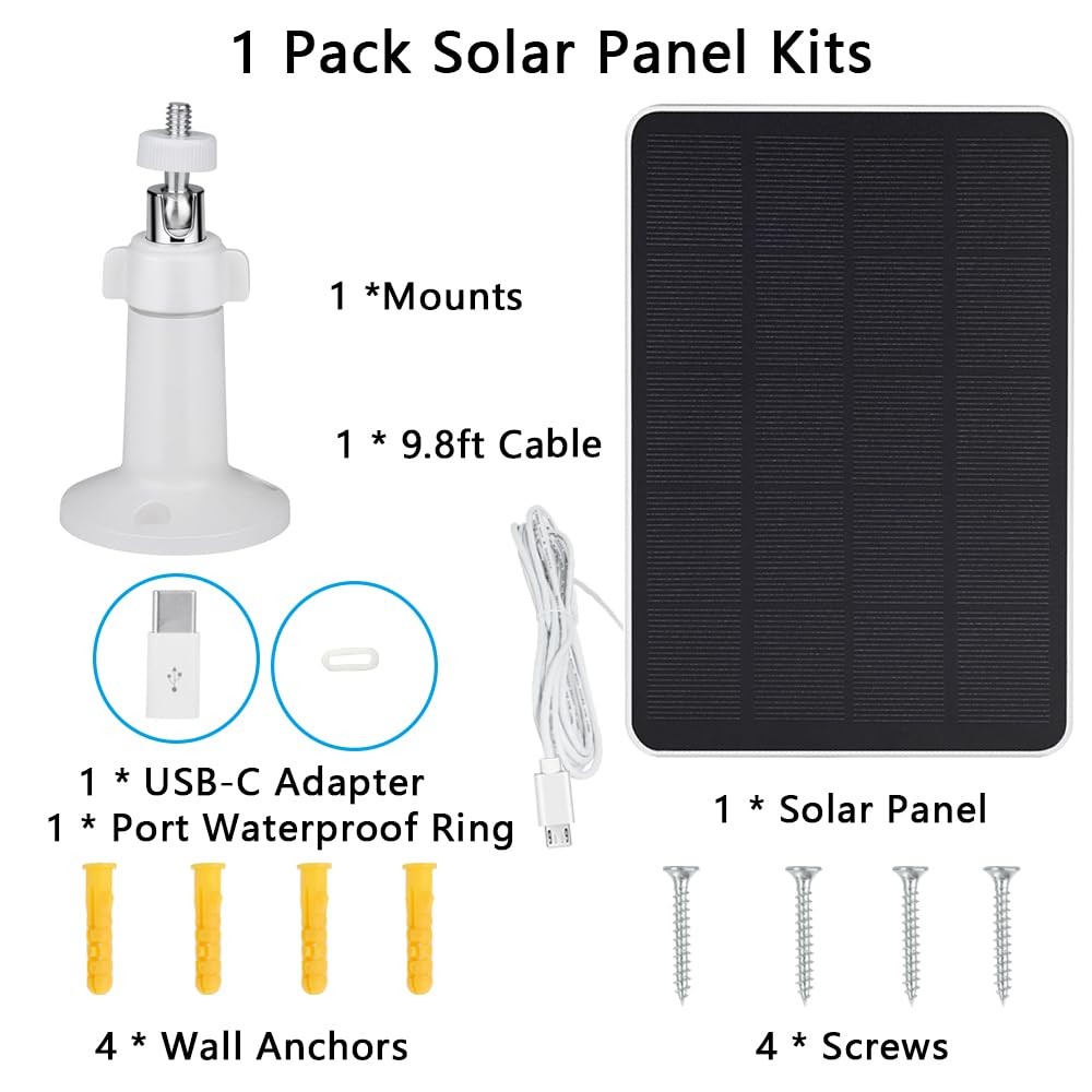 Solar Panel with SimpliSafe Outdoor Series 2 Wireless, 4W 5V Solar Panel with...