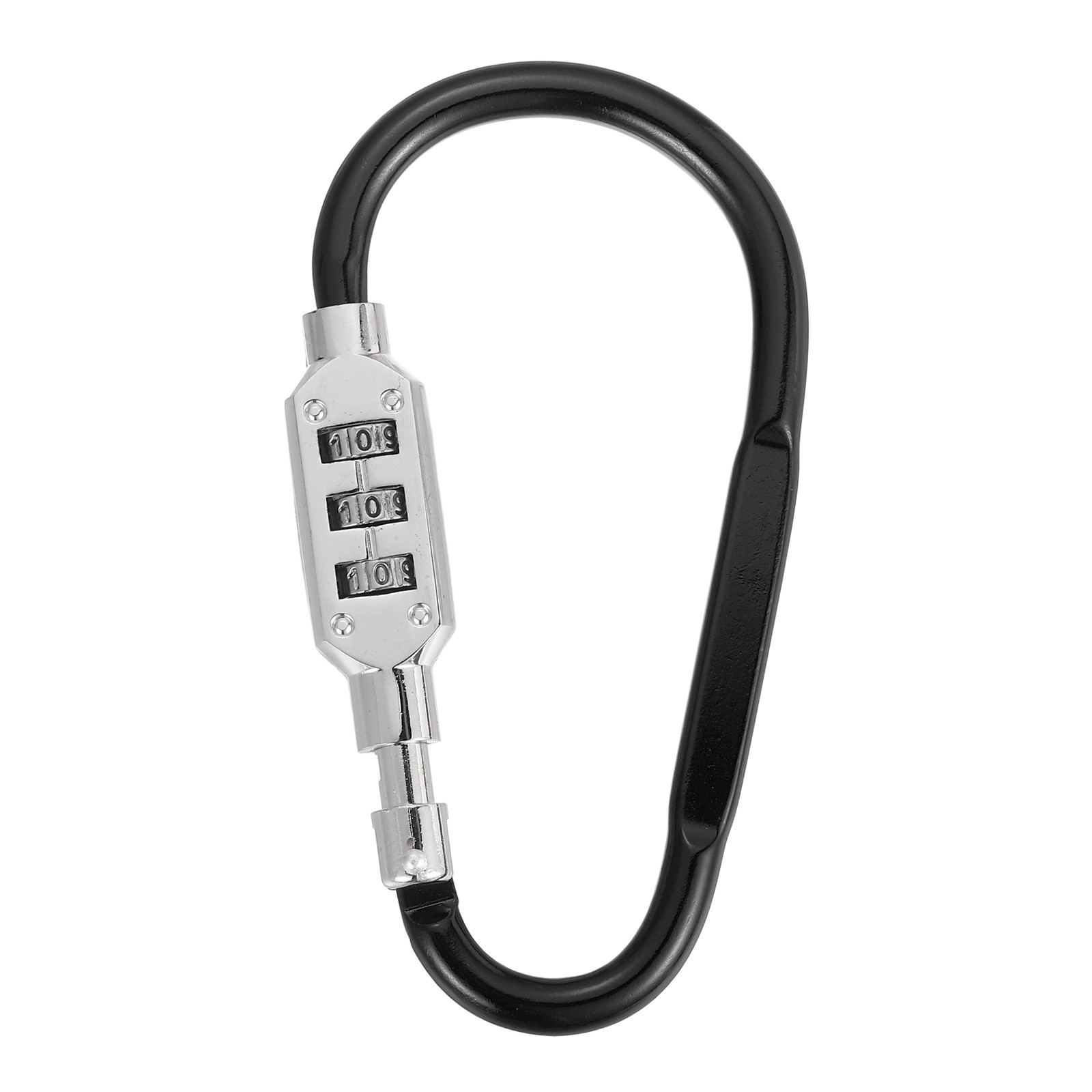 4.8" x 2.4" D-Shaped 3-Digit Code Combination Lock D-Ring Clip Locking, Black