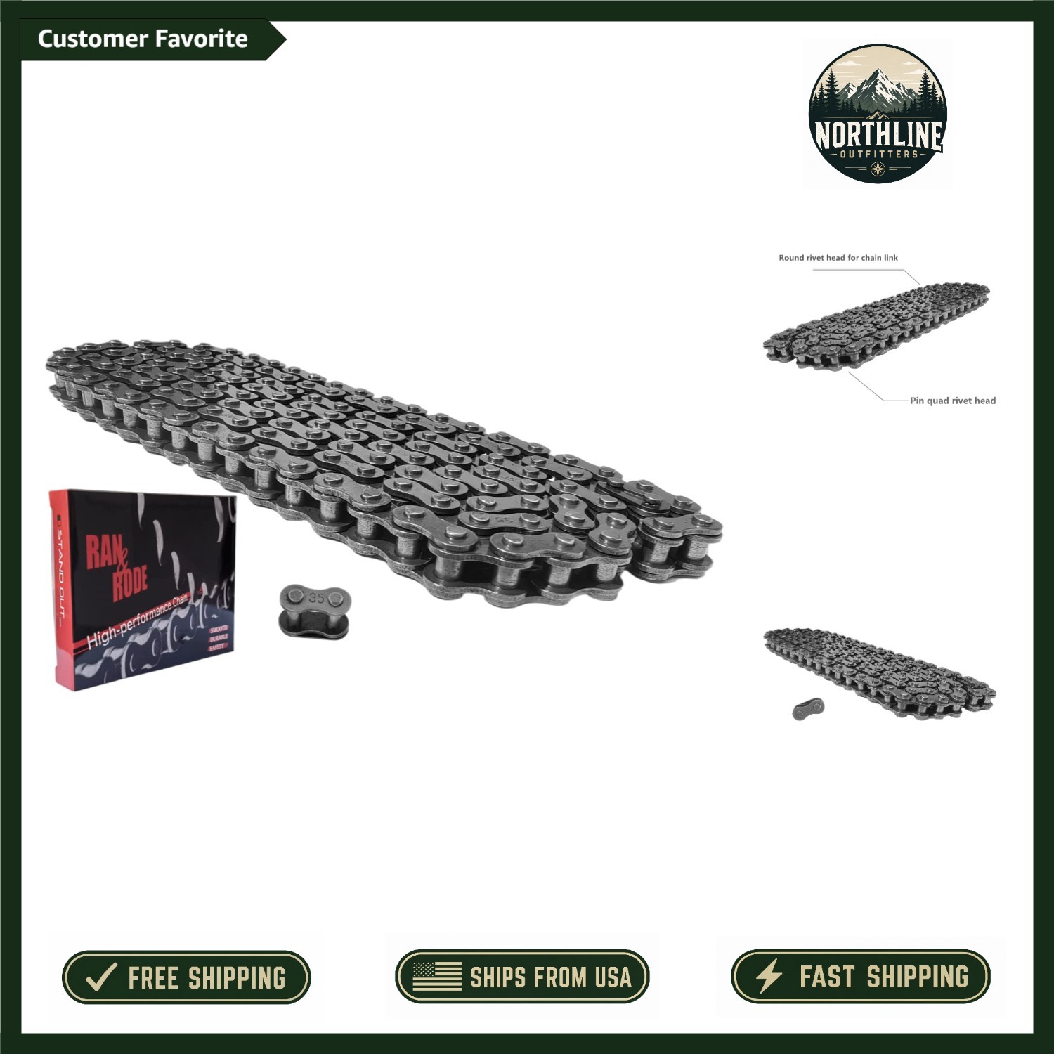 High-Strength 140 Link Drive Chain for Coleman Mini Bikes - 2100 lb Capacity