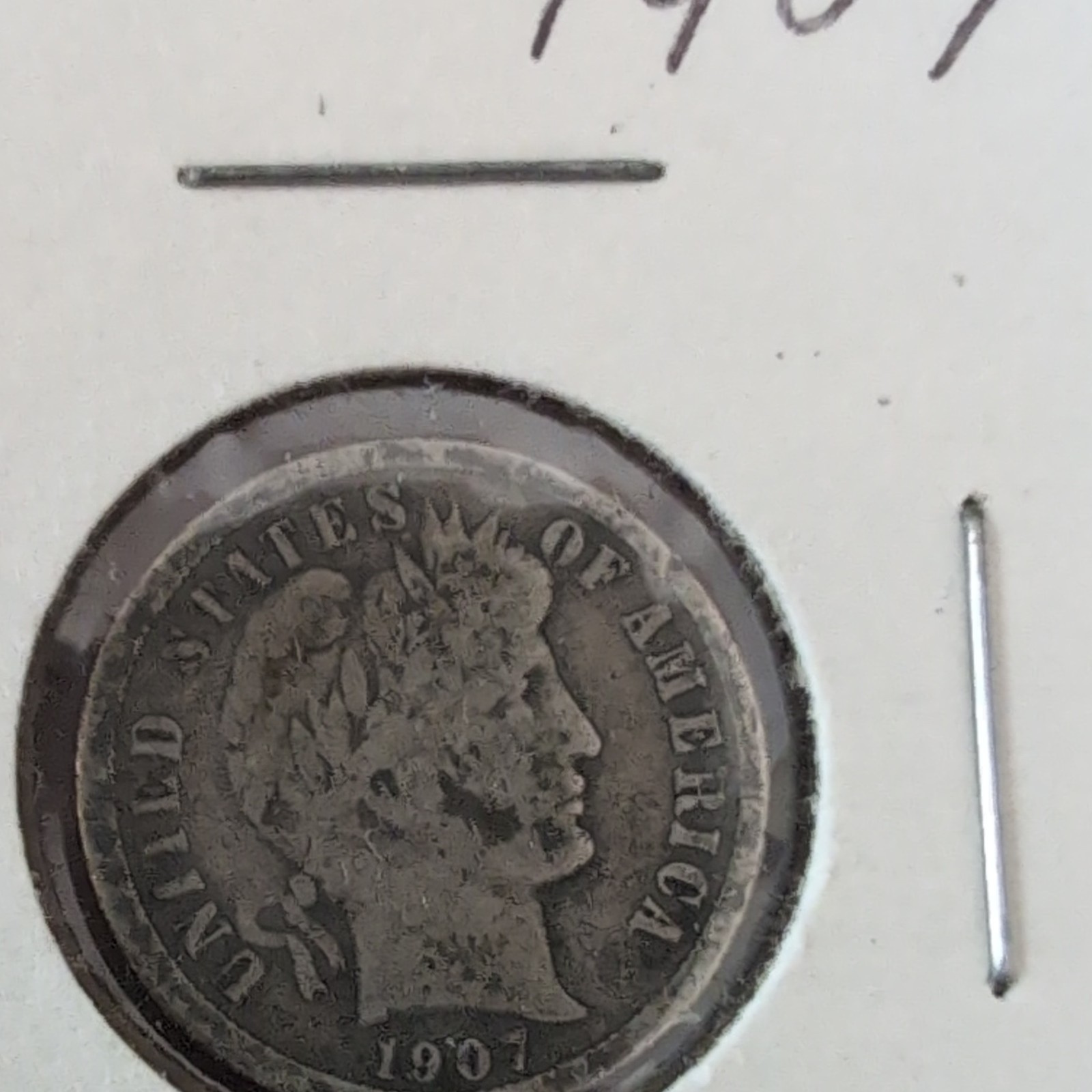 Barber Dime 1907 P 10C Silver .900 90% Silver 10% Copper Business Strike US Coin