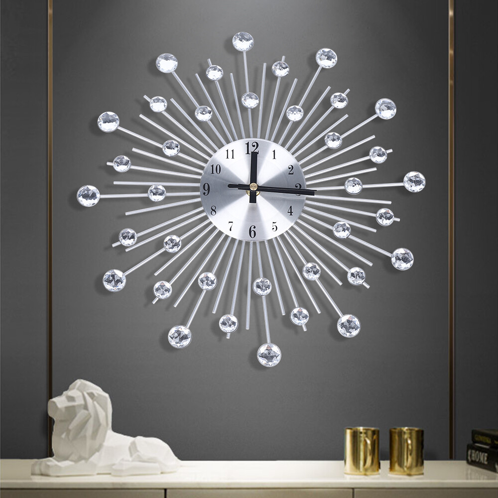 Luxury Modern Wall Clock 3D Metal Large Wall Watch Silent Home Living Room Decor