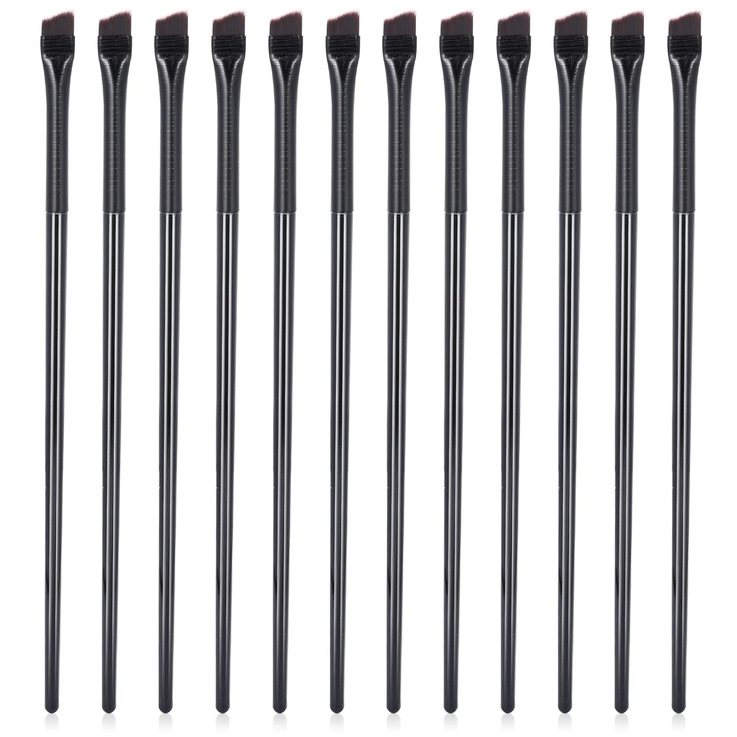 12 Pcs Angled Eyeliner Brushes, Flat Tapered Eyebrow Tint Brush Soft Cosmetic Bl