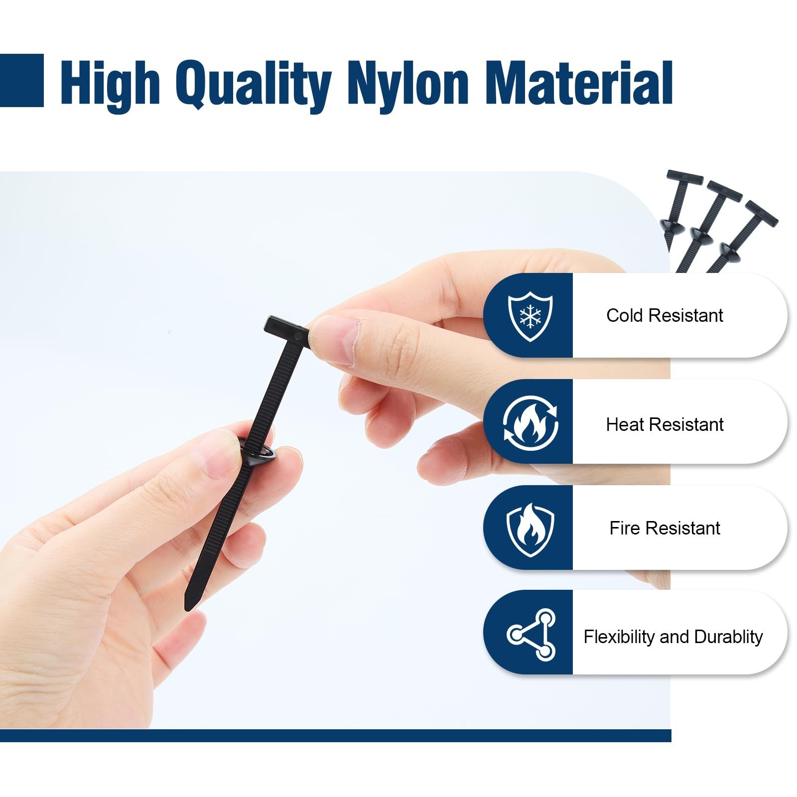 50 PCS Nylon Universal Cable Tie Buckle, Multi-Functional Black Zip Ties with...