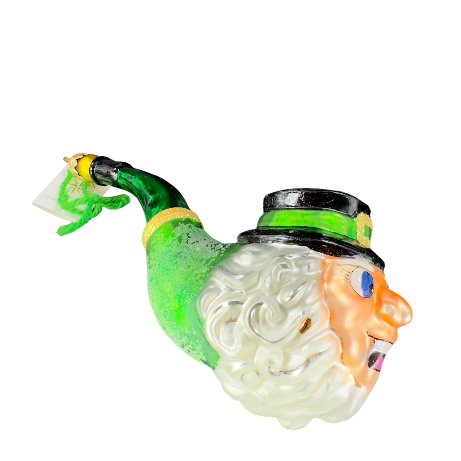 Christopher Radko Lucky Pipe Ornament Leprechaun Irish St Patricks W Sticker