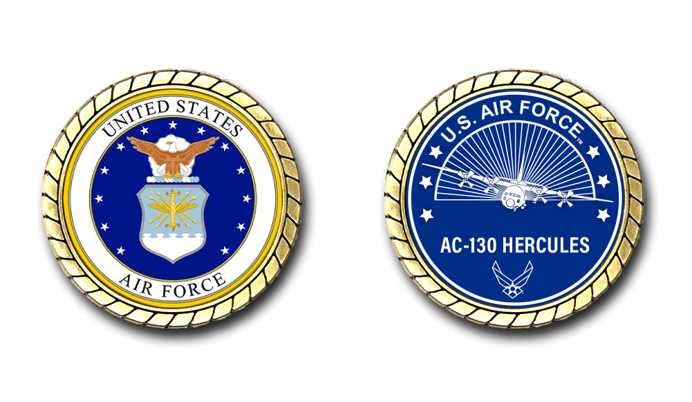 US Air Force AC-130 Hercules Aircraft Challenge Coin Officially Licensed