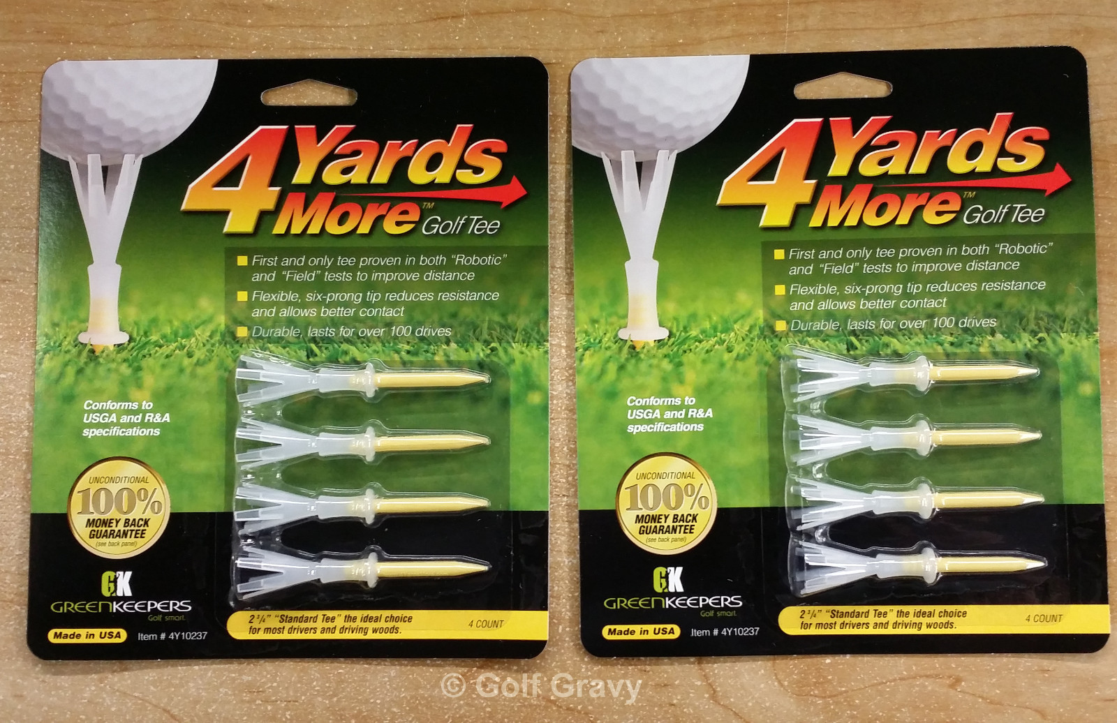 2 packs of 4 Yards More Golf Tees by Green Keepers - "Standard Tee" - 2 3/4"