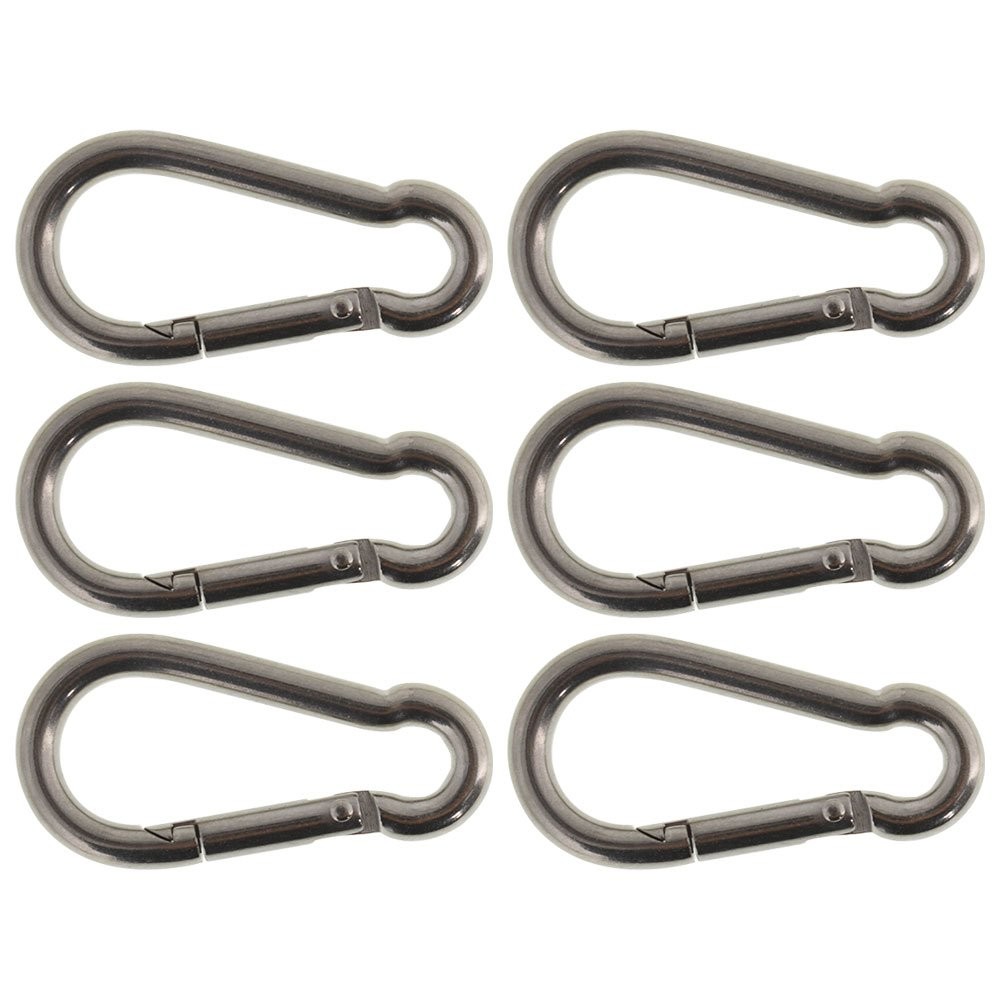 Spring Snap Hook Carabiner Clips 264 Lbs Stainless Steel 304 , Set Of 6