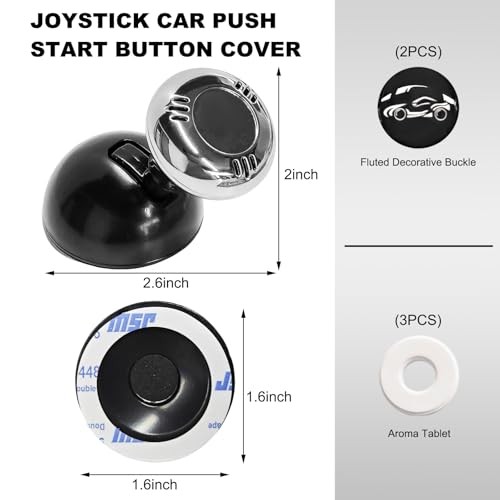 Metal Joystick Car Push Start Button Cover, Universal One-Touch Start Silver