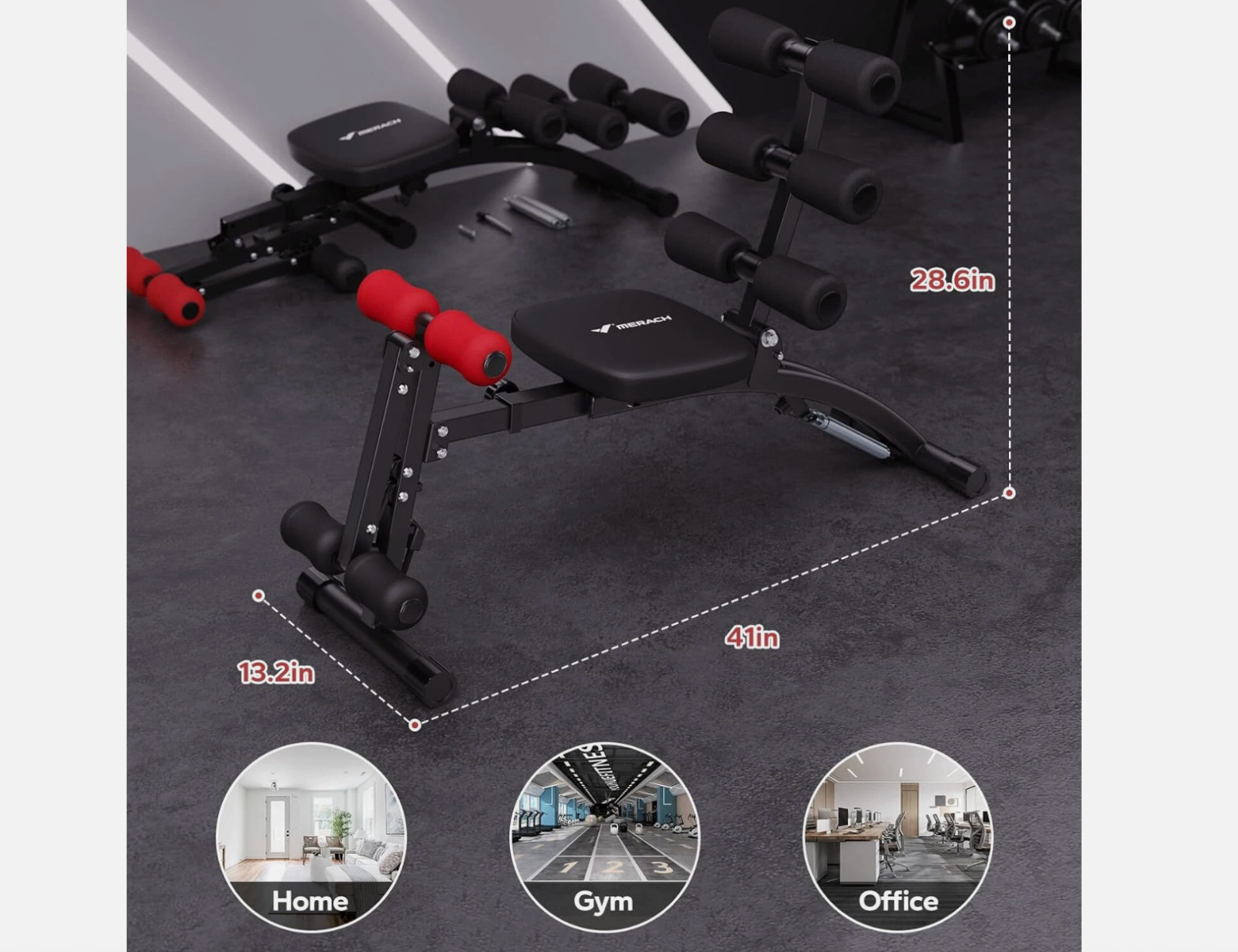 MERACH Ab Machine, Stomach Workout Equipment with Adjustable Length, Abdominal W
