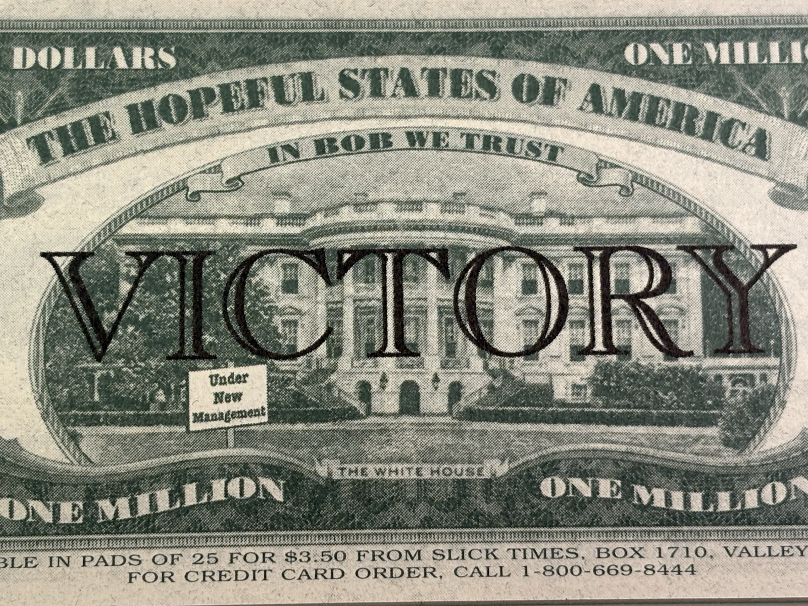 1996 Stack Vintage 1 MILLION BILL Bob Dole Candidate Hopeful States of America