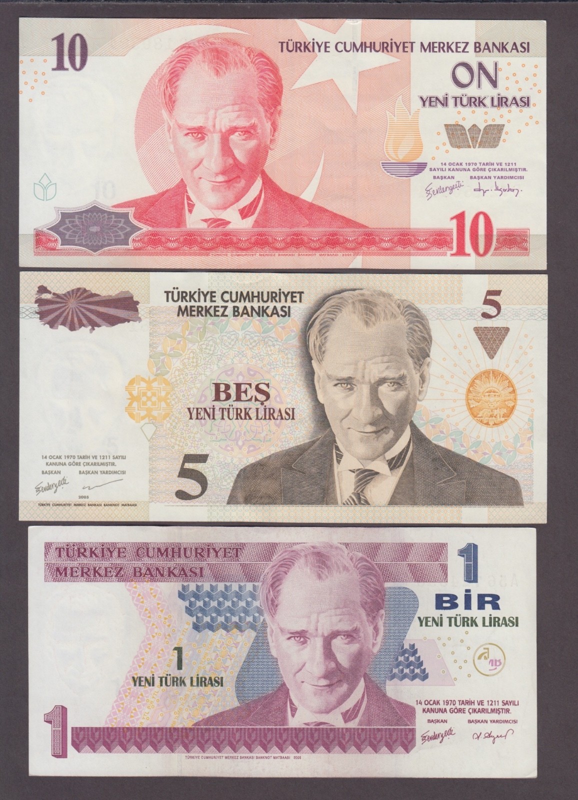 TURKEY P.216-217-218 SET 1-5-10 NEW LIRA NICE CIRCULATED WE COMBINE  2512
