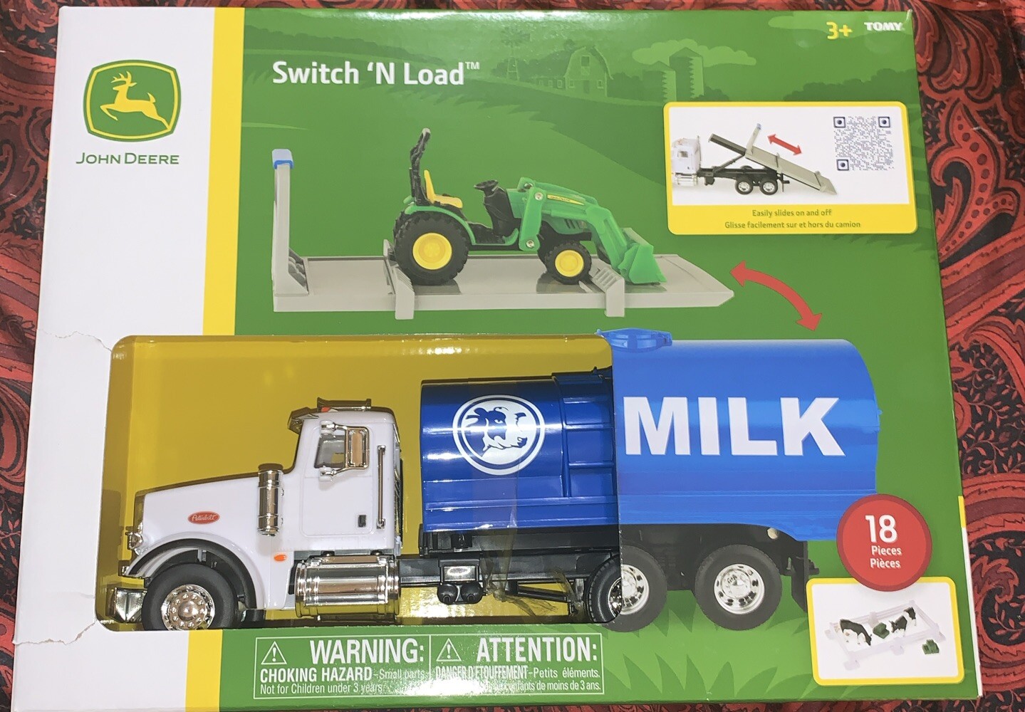 Peterbilt Milk Truck John Deere Tractor & Loader Switch & Load Trailer Cows Farm