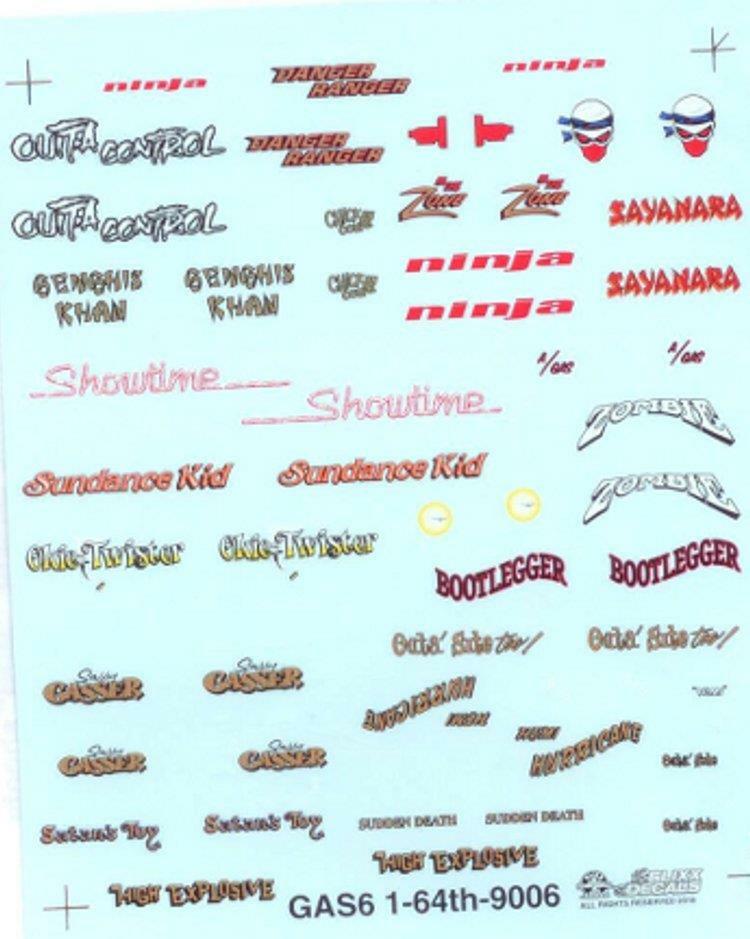 Slixx 9006 1/64 Gasser Mini Sheet #6 waterslide Drag decal