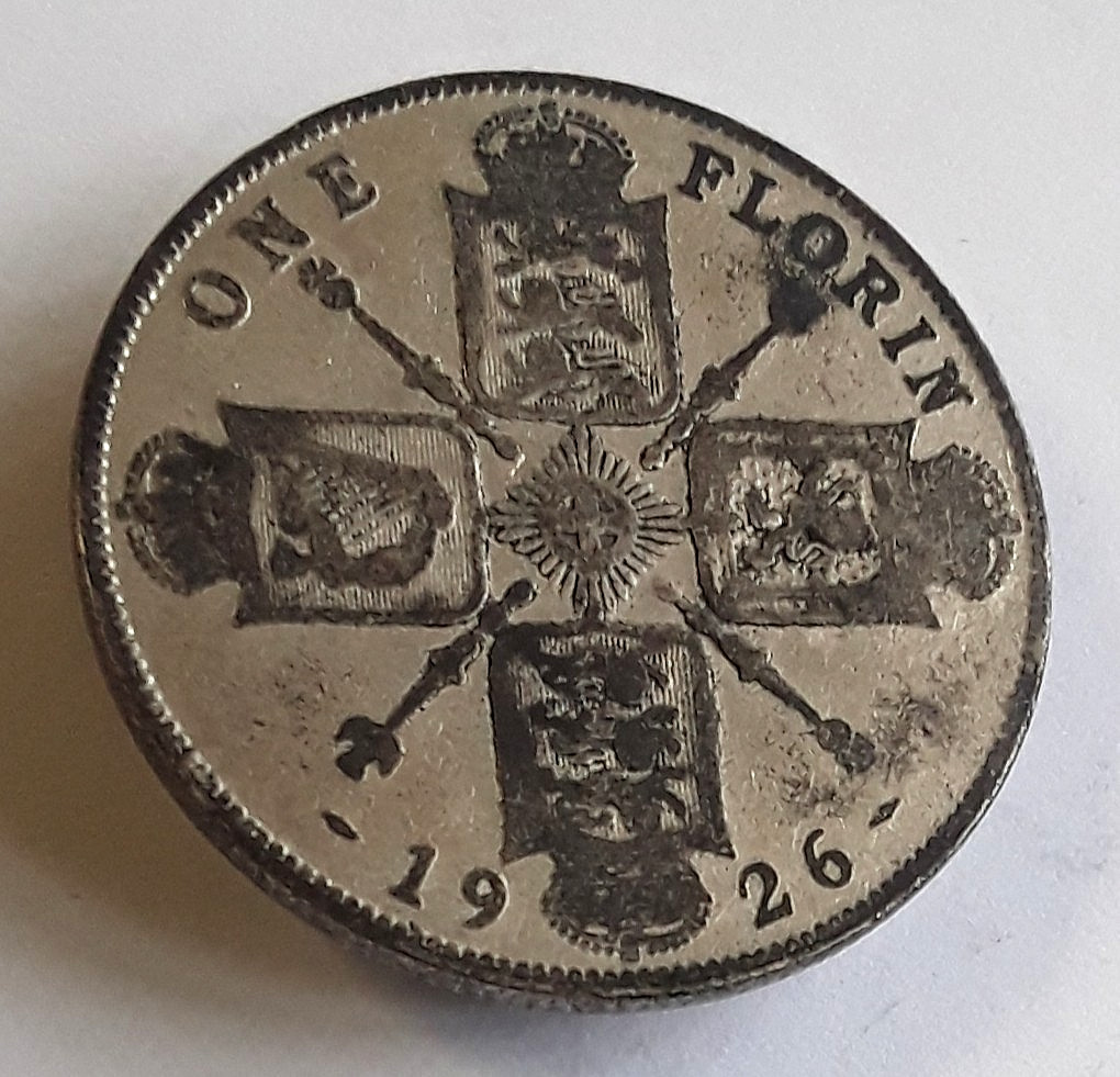 1926 UNITED KINGDOM ONE FLORIN .500 10.9g GEORGE V KM# 817a