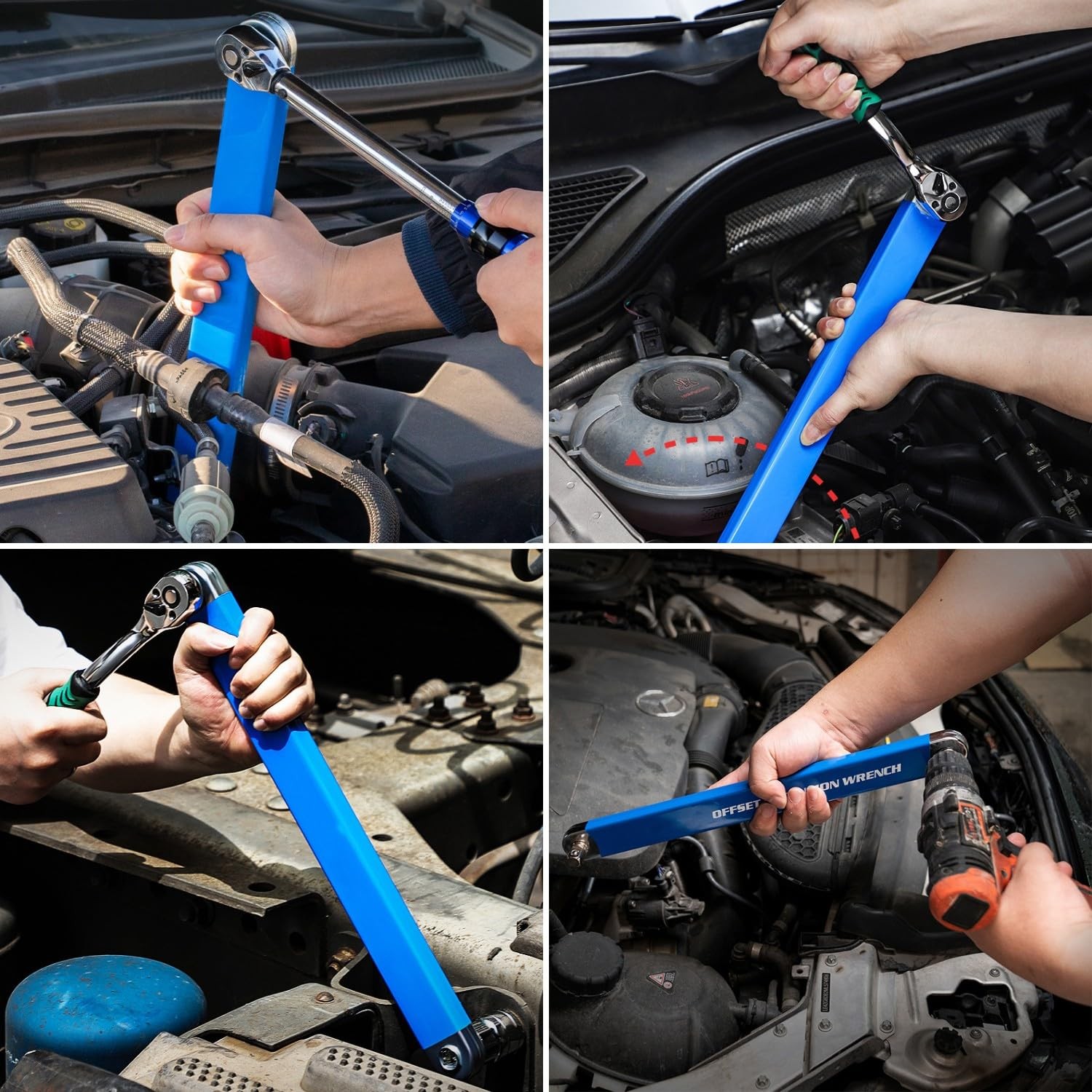 DEPOTA Offset Extension Wrench, Zero Degree Ratchet Set Impact Blue