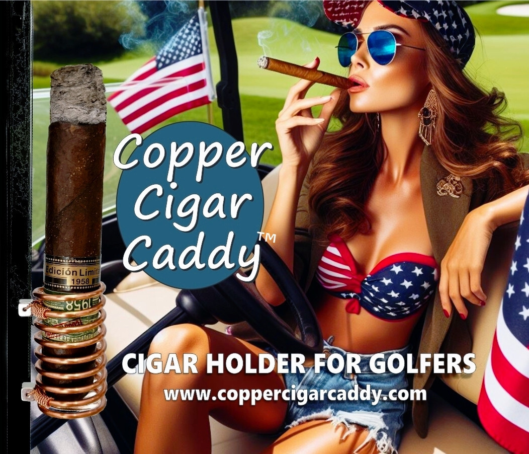 Jumbo Cigar Holder for Golf Cart - Magnetic, Solid Copper, Handmade 70 ring