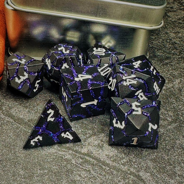 Sage's Warp Stones White Dwarf Star Metal Polyhedral Dice Set | Dnd RPG
