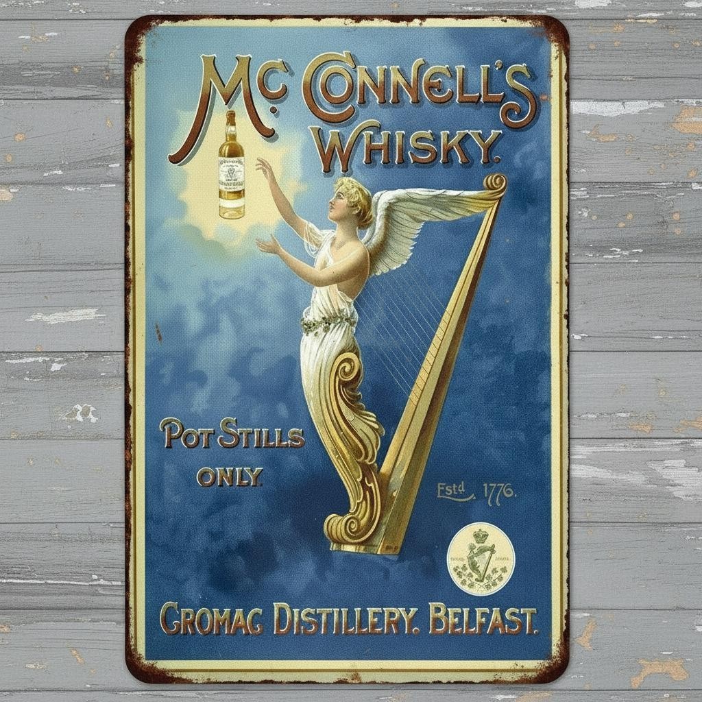 McConnell's Whisky Belfast 8 x 12 Vintage Novelty Metal Sign Made In USA